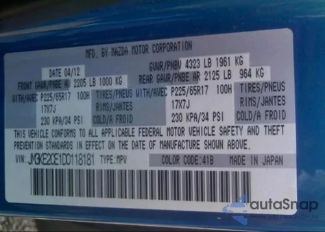 2013 Mazda Cx-5 Touring from USA, damaged, VIN JM3KE2CE1D0118181